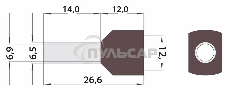 Наконечник штыревой втулочный изолированный F-14 мм 2х10 мм² (НШВи(2) 10-14/ Ги2 10-14) красный Rexant