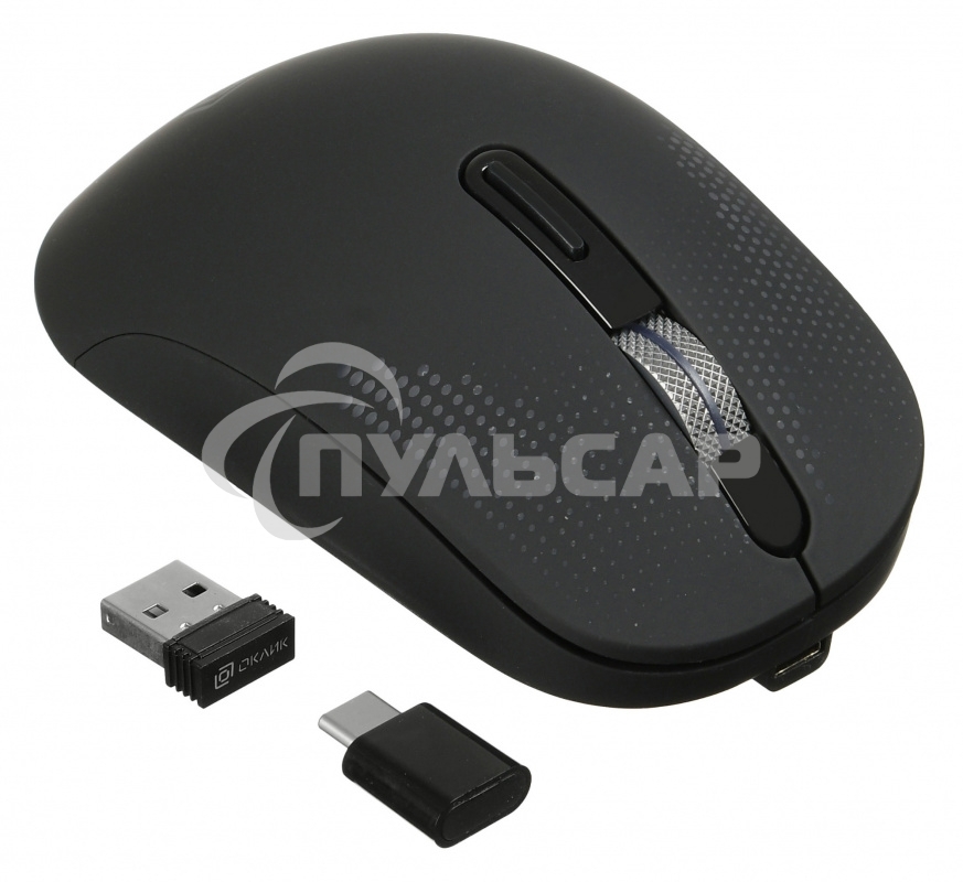Мышь беспроводная Oklick 636LWC черный, 2400 dpi, радиоканал, USB/USB-C, кнопки - 6