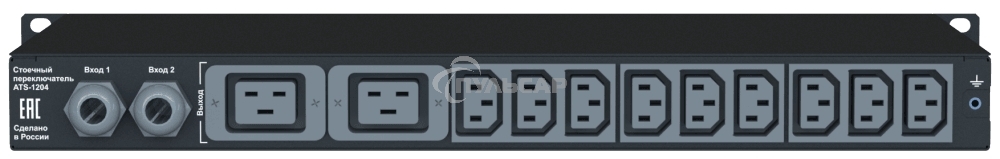 Автоматический ввод резерва ELEMY RACK ATS, 1U, 220В, 32А, OLED, Ethernet, in (2) IEC309, out (2) C19 (9) C13