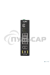 Промышленный управляемый коммутатор D-Link DIS-200G-12PS/A2A 2 уровня с 10 портами 10/100/1000Base-T и 2 портами 1000Base-X SFP (8 портов с поддержкой PoE 802.3af/802.3at (30 Вт), PoE-бюджет до 240Вт)