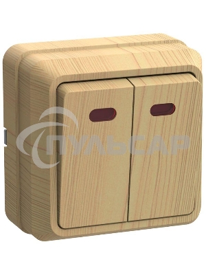 Выключатель 2-кл. ОП ОКТАВА 10А IP20 с индик. сосна ИЭК EVO21-K03-10-DC