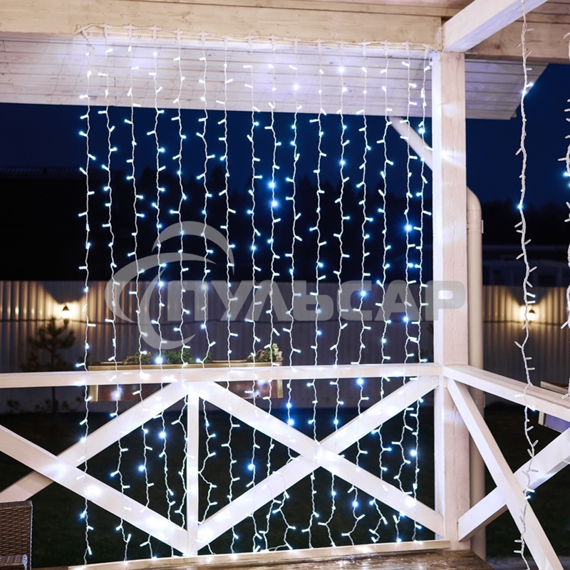 Гирлянда Светодиодный Дождь 2х3 м, эффект мерцания, прозрачный провод, 230 В, диоды белые