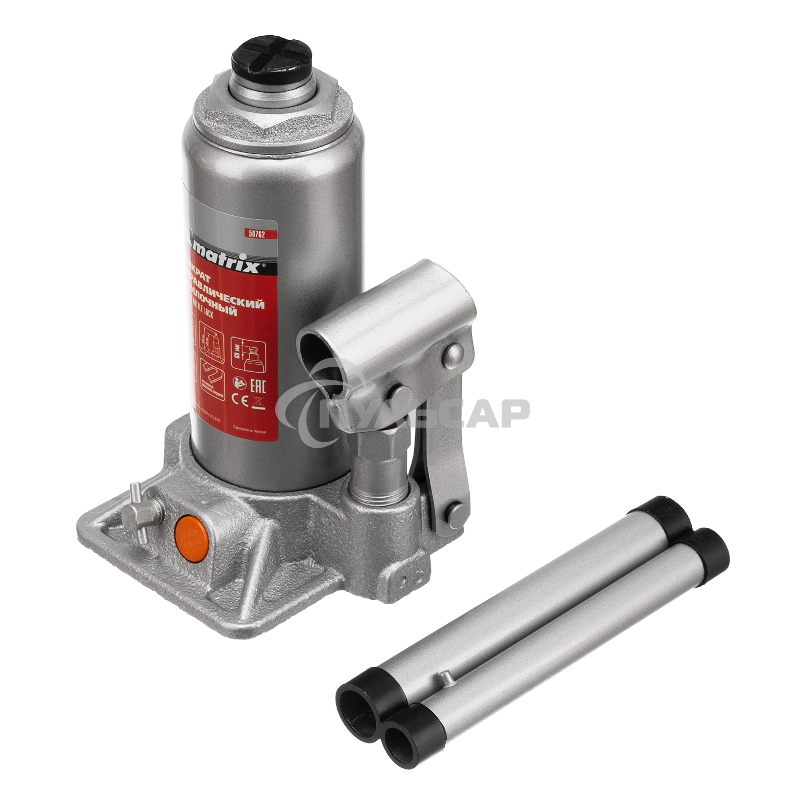 Домкрат гидравлический бутылочный Matrix, 3 т, h подъема 178–343 мм