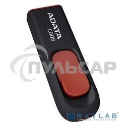 Флешка USB ADATA С008 (AC008-32G-RKD), 32 Gb, USB 2.0, R/W 15/5, черный/красный