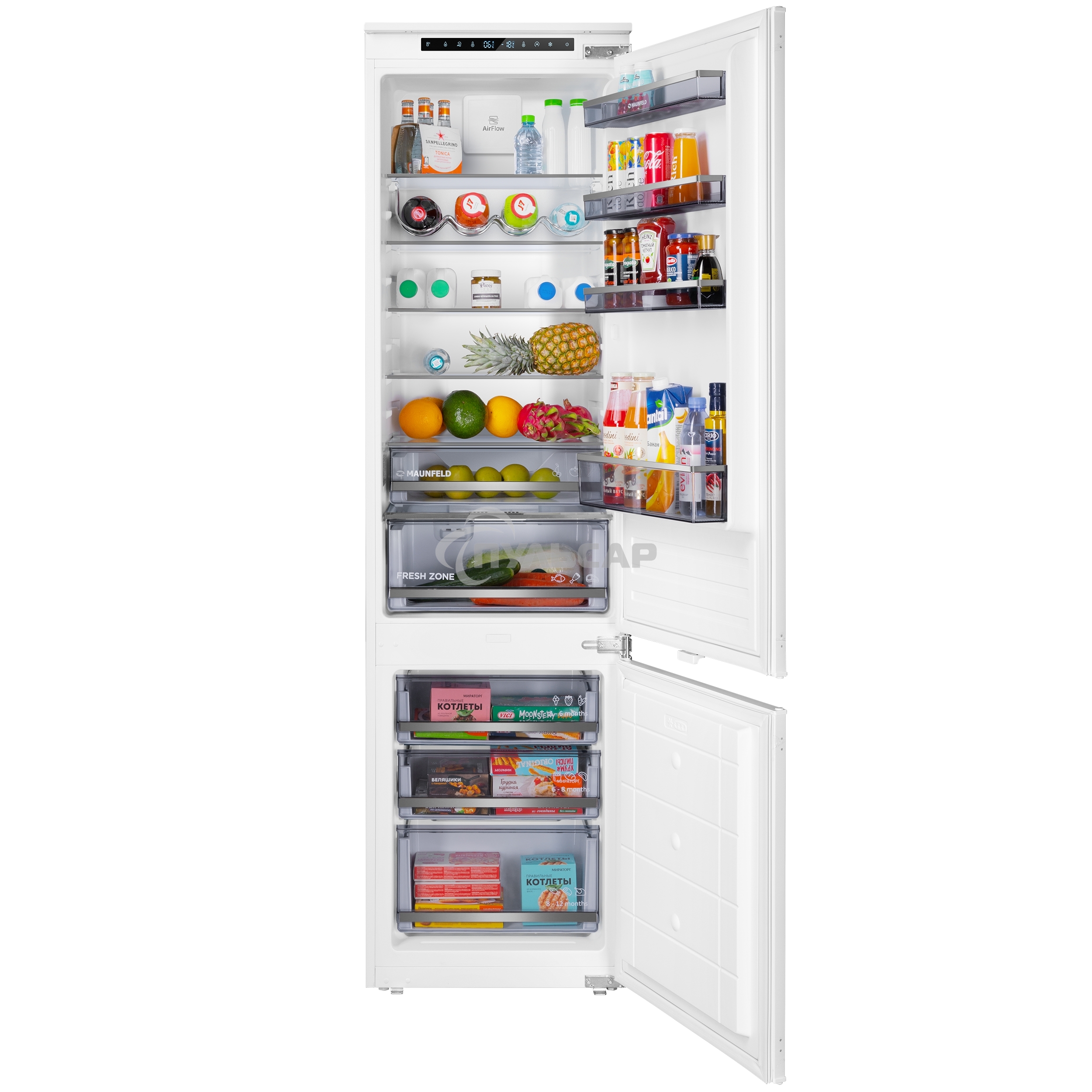 Встраиваемый холодильник Maunfeld MBF193SLFWGR Inverter белый двухкамерный 229/76 л морозилка снизу
