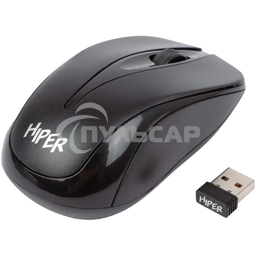 Мышь беспроводная HIPER HOMW-061 черный, 1000 dpi, радиоканал, USB, кнопки - 3