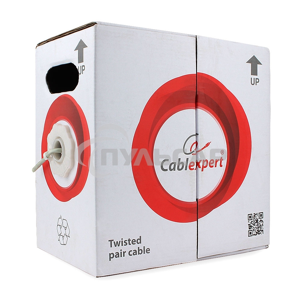 Кабель Cablexpert, UTP5e, 4 пары, 0.48 мм, CCA, однож., 100 м, серый