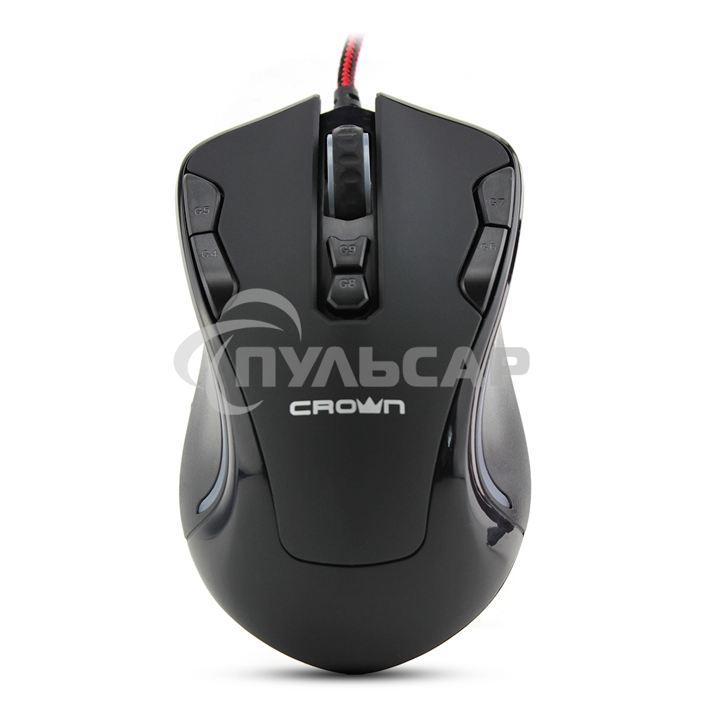 Мышь проводная Crown Gaming CMXG-804 черный, 2000 dpi, USB, кнопки - 9