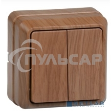 Выключатель 2-кл. ОП ОКТАВА 10А IP20 откр. уст. дуб ИЭК EVO20-K04-10-DC