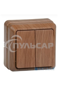 Выключатель 2-кл. ОП ОКТАВА 10А IP20 откр. уст. дуб ИЭК EVO20-K04-10-DC