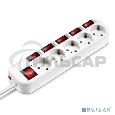 Сетевой фильтр Buro 500SH-5-SW-W 5м (5 розеток) белый (коробка)