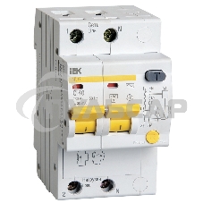 Выключатель автоматический дифференциального тока 2п C 40А 30мА тип AC 4.5кА АД-12 ИЭК MAD10-2-040-C-030