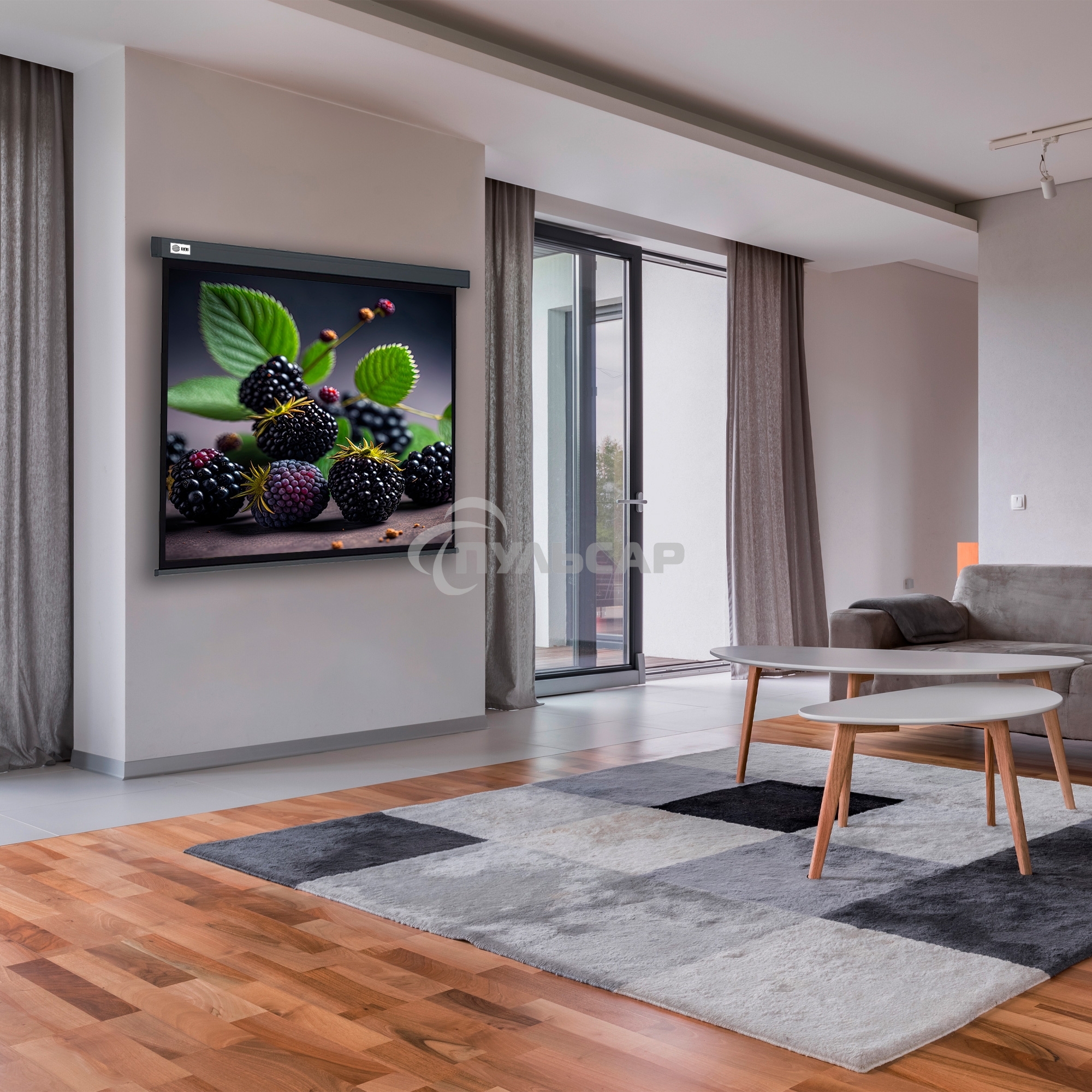 Экран Cactus 127x127см Wallscreen CS-PSW-127X127-SG 1:1 настенно-потолочный рулонный серый