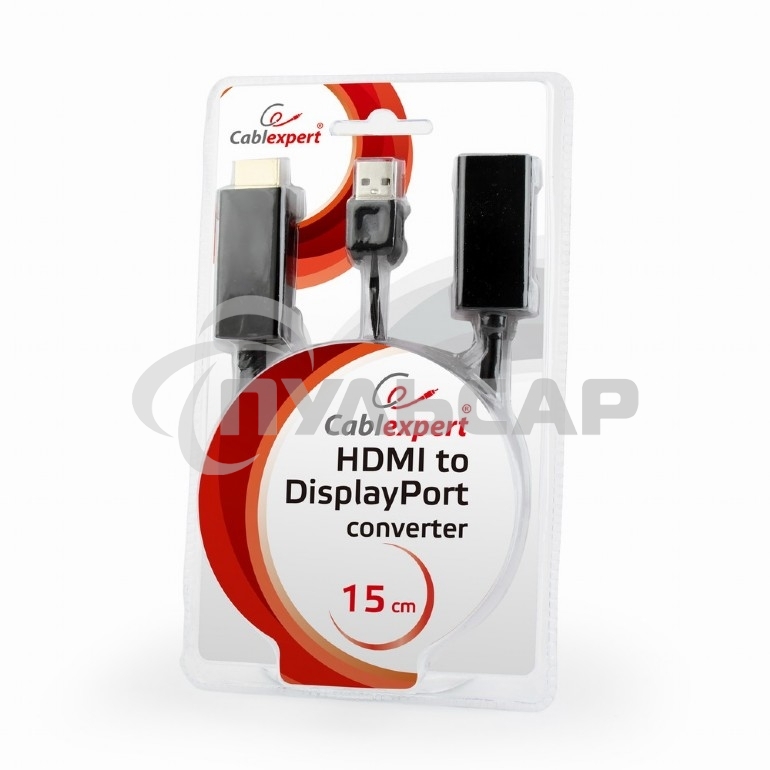 Конвертер HDMI->DisplayPort, Cablexpert DSC-HDMI-DP, HD19M+USBxHD20F, черный