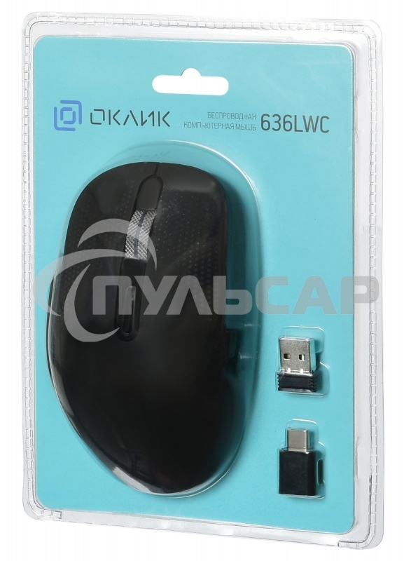 Мышь беспроводная Oklick 636LWC черный, 2400 dpi, радиоканал, USB/USB-C, кнопки - 6