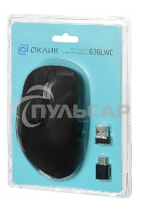 Мышь беспроводная Oklick 636LWC черный, 2400 dpi, радиоканал, USB/USB-C, кнопки - 6