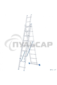 Лестница Сибртех, 3 х 9 ступеней, алюминиевая, трехсекционная, 97819