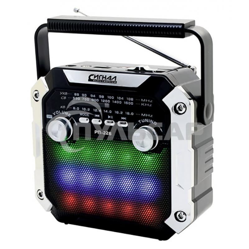 Радиоприемник портативный Сигнал РП-228 черный USB microSD