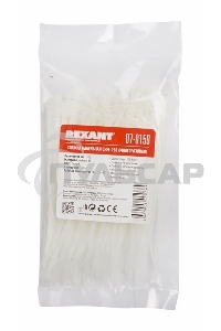 Хомут-стяжка нейлоновая многоразовая Rexant 150x3,5 мм, белая, упаковка 100 шт.