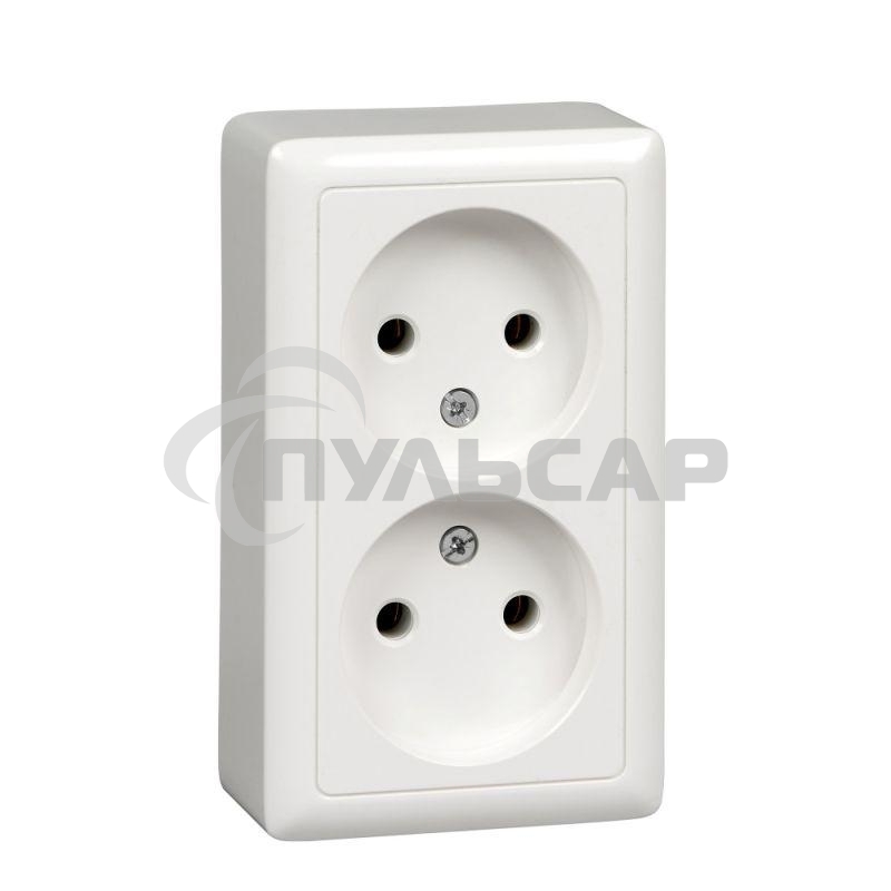 Розетка 2-м ОП Хит 16А IP21 без заземл. без защ. шторок с изолир. пласт. белый  SchE RA16-237I-B