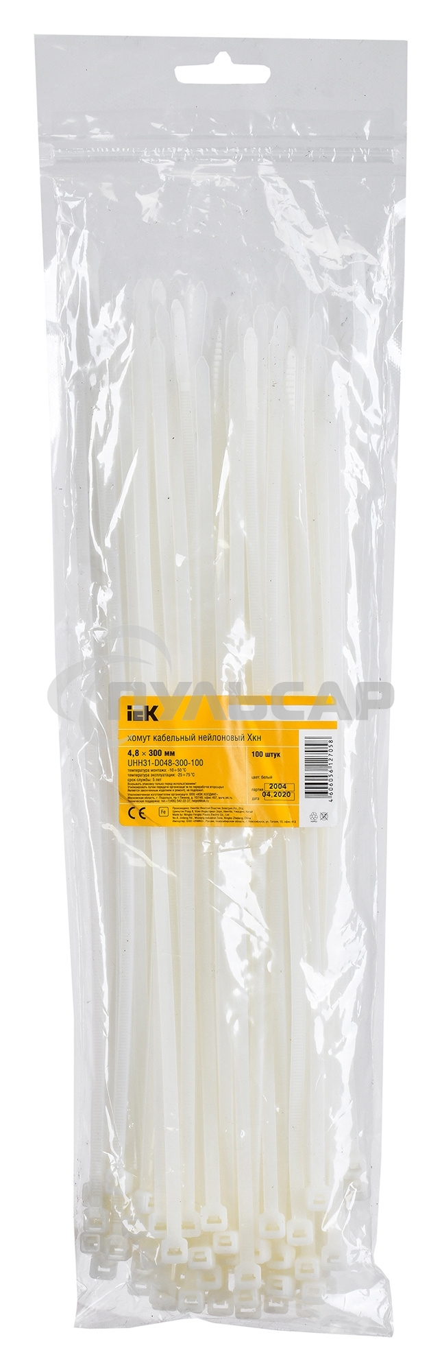 Хомут Iek UHH31-D048-300-100 4,8х300мм нейлон (100 шт)