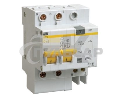 Выключатель автоматический дифференциального тока 2п C 40А 30мА тип AC 4.5кА АД-12 ИЭК MAD10-2-040-C-030