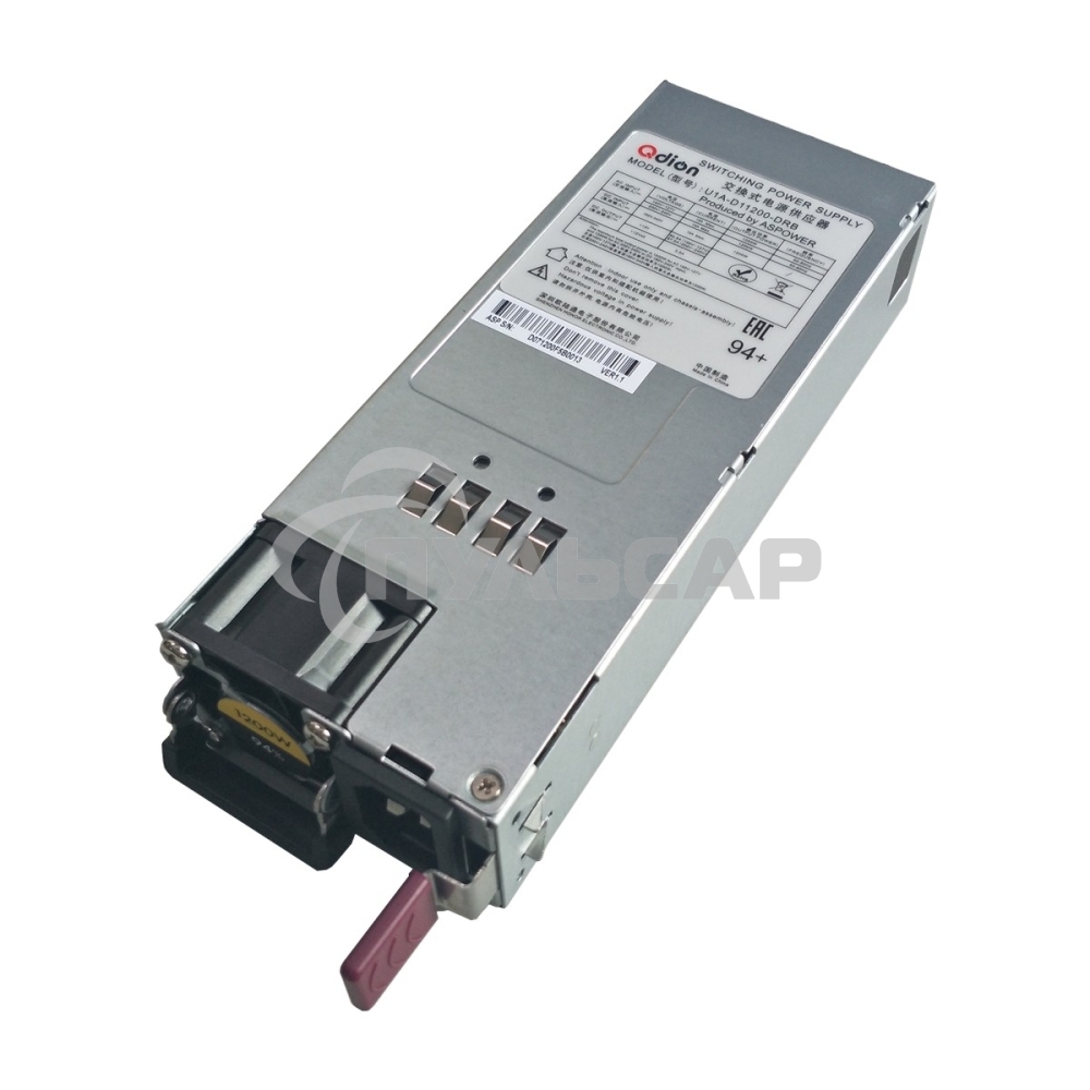 Блок питания серверный Server power supply Qdion Model U1A-D11200-DRB-Z P/N:99MAD11200I1170117 CRPS 1U Module 1200W Efficiency 94+, Gold Finger (option), Cable connector: C14
