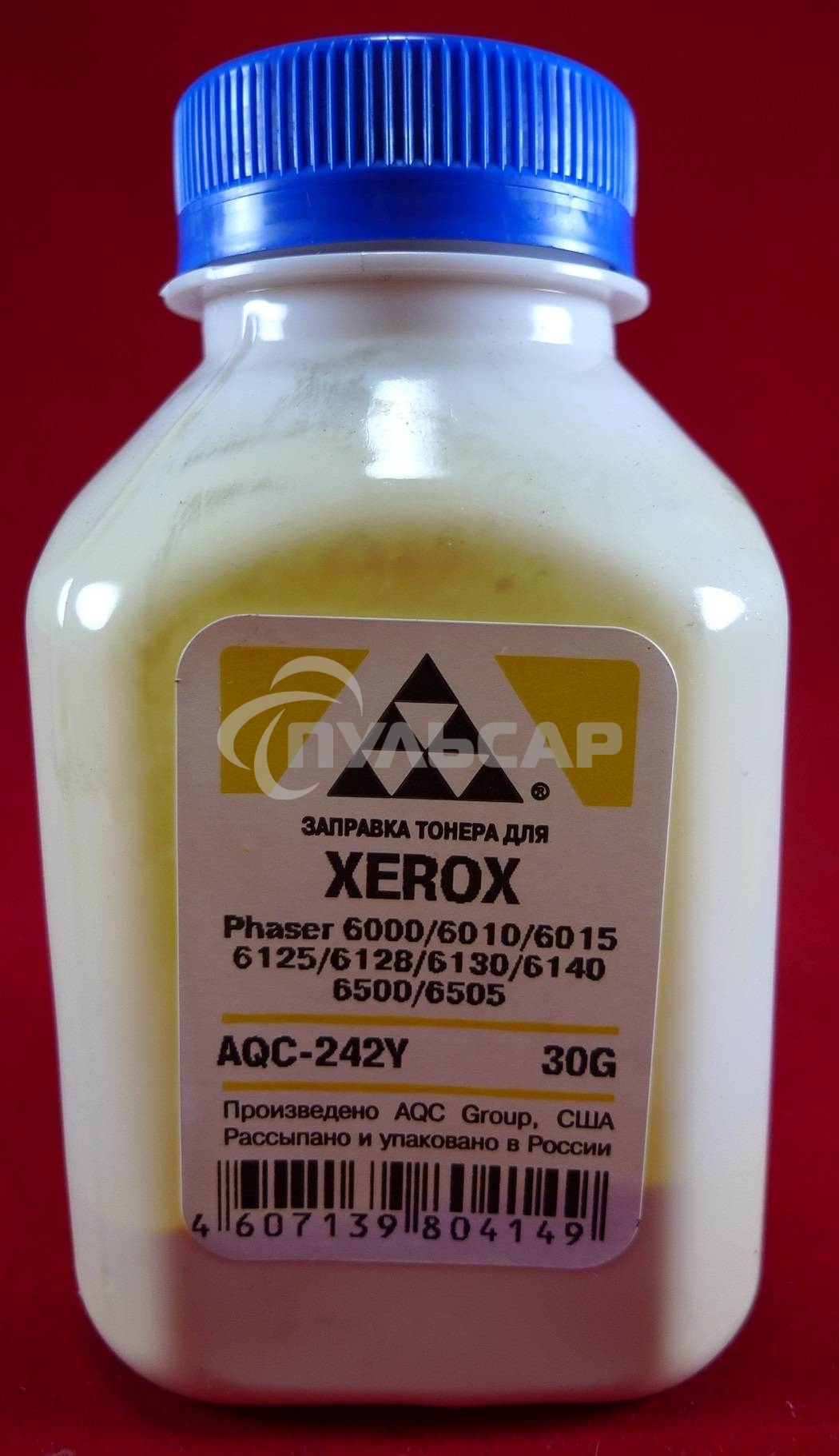 Тонер XEROX Phaser 6000/6010/6015/6125/6128/6130/6140/6500/6505 Yellow, (фл.30г.) AQC фас. России