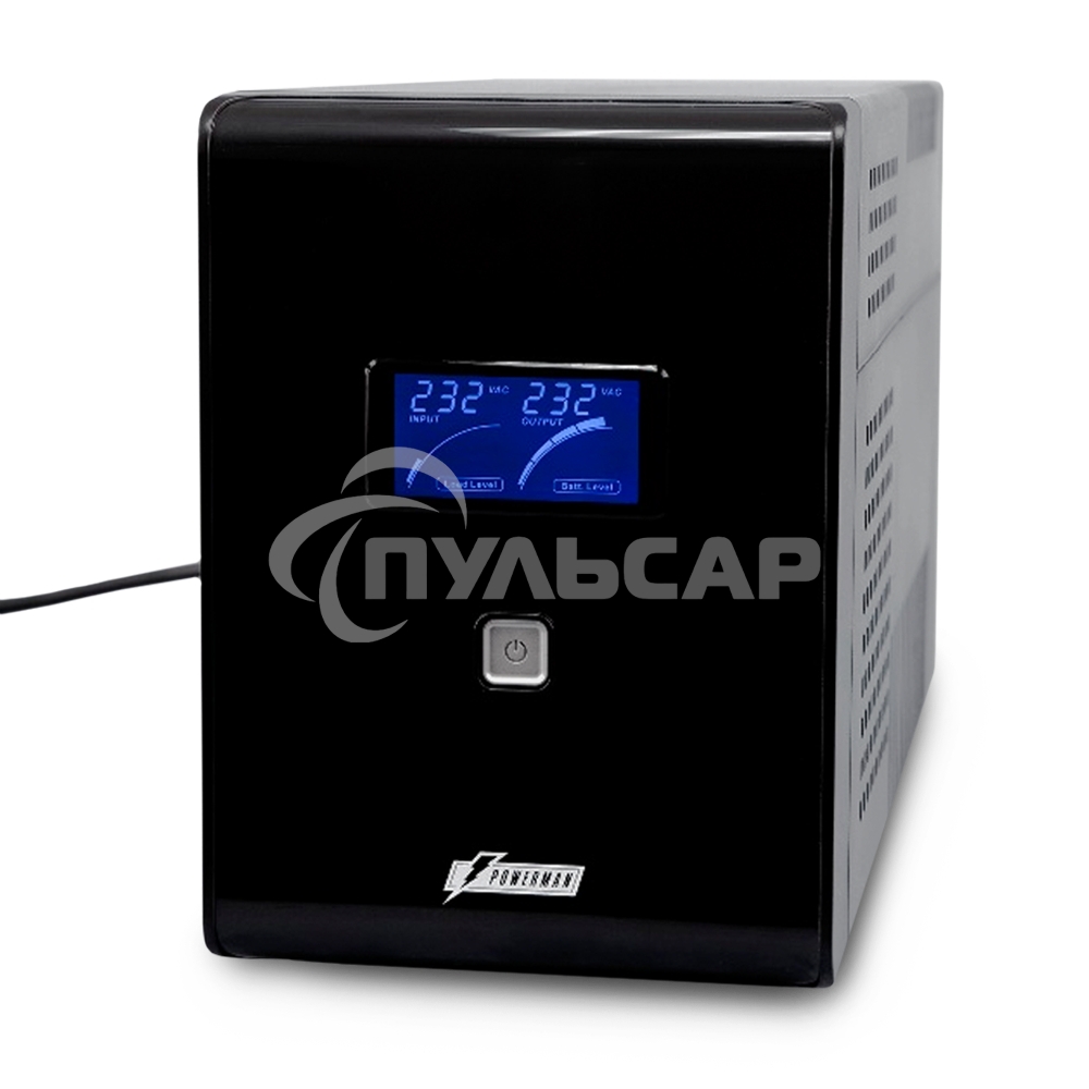 Источник бесперебойного питания Powerman Smart Sine 1500VA/1050W, 220V, Line-Interactive, LCD, Tower, Out: 4xShuko, черный*SmartSine1500