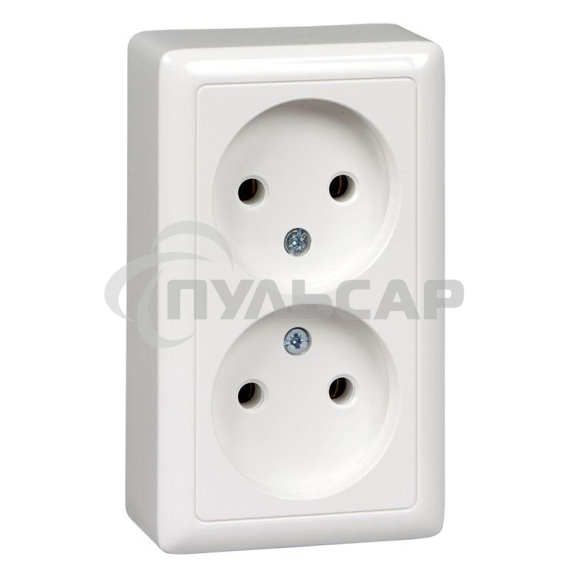 Розетка 2-м ОП Хит 16А IP20 без заземл. без защ. шторок белый  SchE RA16-237-B