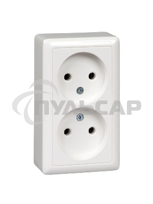 Розетка 2-м ОП Хит 16А IP20 без заземл. без защ. шторок белый  SchE RA16-237-B