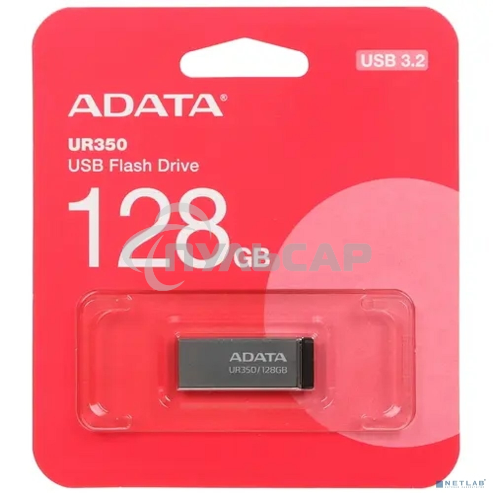 Флешка USB ADATA UR350 (UR350-128G-RSR/BK), 128 Gb, USB 3.2, R/W 100/15, серебристый /черный