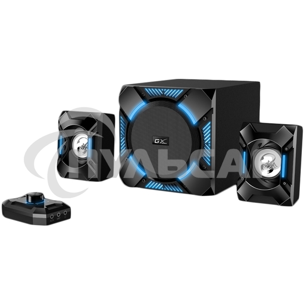 Акустическая система Genius SW-G2.1 1200, 100-240В,36Вт (Сабвуфер: 24Вт, Сателлиты: 6Втx2), мощные басы, синяя подстветка, блок управления, разъем