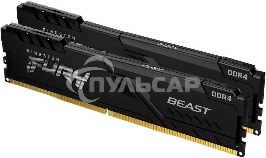 Оперативная память Kingston Fury Beast, DDR4, 64Gb (2x32Gb), 3600MHz, CL18, DIMM, с радиатором, черный