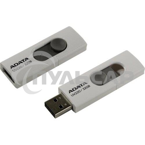 Флешка USB ADATA UV220 (AUV220-32G-RWHGY), 32 Gb, USB 2.0, R/W 15/5, белый/серый