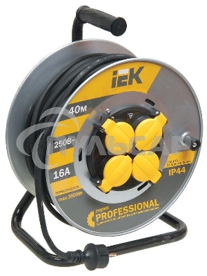 Катушка УК40 Iek WKP16-16-04-40-44 на мет с т/з 4 места 2 Р + P Е /40м КГ 3х1,5мм2 IP44 