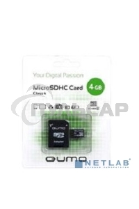 Флэш карта QUMO QM4GMICSDHC4 4Gb MicroSDHC Class 4, SD adapter