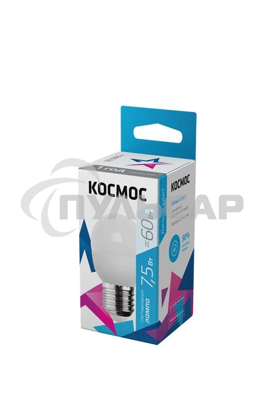 Лампа светодиодная LED BASIC GL45 7.5Вт 220В E27 4500К Космос LkecLED7.5wGL45E2745