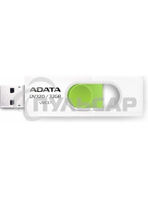 Флешка USB ADATA UV320 (AUV320-32G-RWHGN), 32 Gb, USB 3.2, R/W 100/30, белый/зеленый