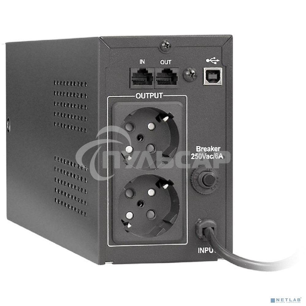 Источник бесперебойного питания ExeGate EP285478RUS Power Smart ULB-850.LCD.AVR.EURO.RJ.USB 850VA/480W, LCD, AVR, 2 евророзетки, RJ45/11, USB, черный