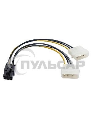 Переходник питания PCI-Express 6pin (от 2х разъемов Molex (IDE) блока питания), 15см ExeGate EX138937RUS