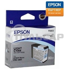 Картридж струйный Epson T5805 (C13T580500) светло-синий (80 мл) для Stylus Pro 3800