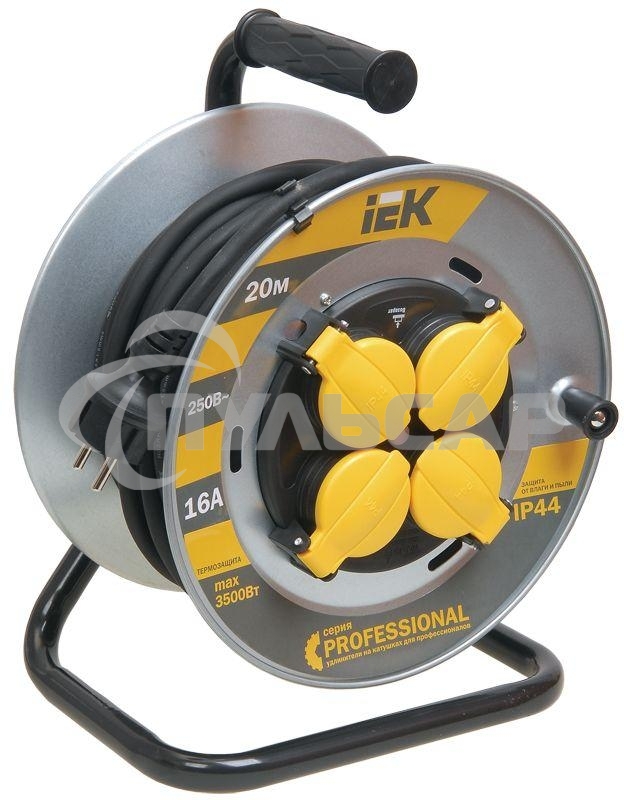 Удлинитель на мет. катушке 4х20м с заземл. 16А IP44 УК20 