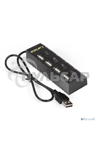 Хаб USB (концентратор) ExeGate EX293977RUS DUB-42SW (кабель-адаптер USB2.0 --> 4xUSB2.0, кнопки включения/отключения для каждого порта, Plug&Play, черный)