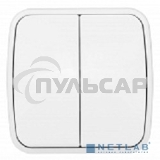 Выключатель 2-клавишный ОП 10А белый Минск EKF Basic