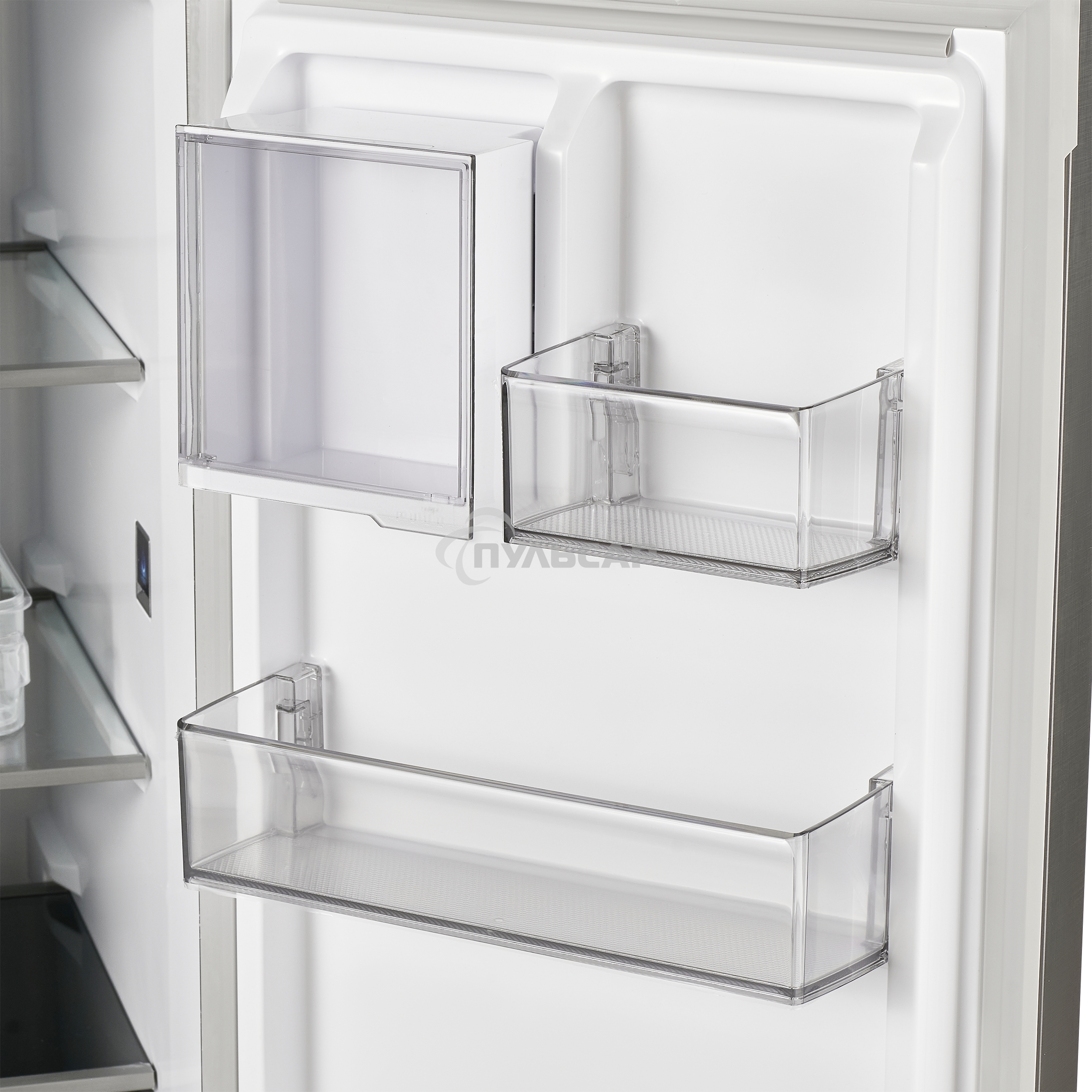 Холодильник Maunfeld MFF183NFBE черный трехкамерный инвертор 270/135л морозилка снизу, Total NoFrost, Side by Side