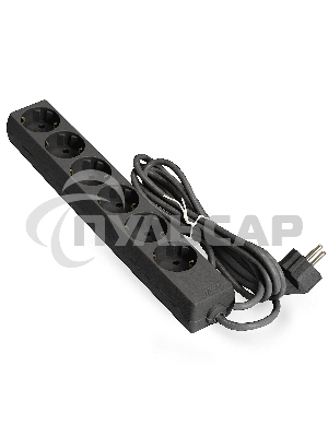 Удлинитель ExeGate ECE-6-3B (EX285831RUS), черный, 3 м, евровилка с заземлением, 6 евророзеток с заземлением, 2200 Вт