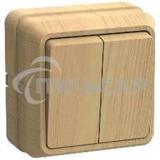 Выключатель 2-кл. ОП ОКТАВА 10А IP20 откр. уст. сосна ИЭК EVO20-K03-10-DC