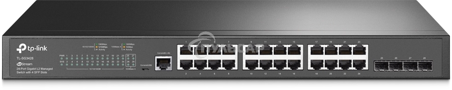 Коммутатор TP-Link JetStream™ 24-port Gigabit L2/L2+ Managed Switch with 4 SFP slots, support SDN controller, abundant L2/L2+ features, 1U rack mountable, full managed via web UI/CLI/Console/SSH/Telnet/SNMP.