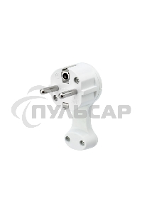 Вилка Евро Rexant угловая с з/к 16 А плоская за шкаф белая